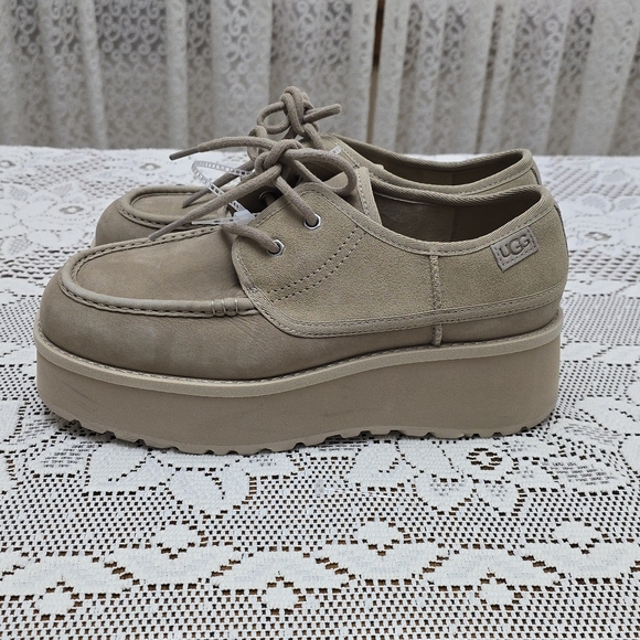 UGG Cityfunc Platform Suede Loafer Shoes Women’s 8.5 Mustard Tan Beige 1163010 - Picture 3 of 10